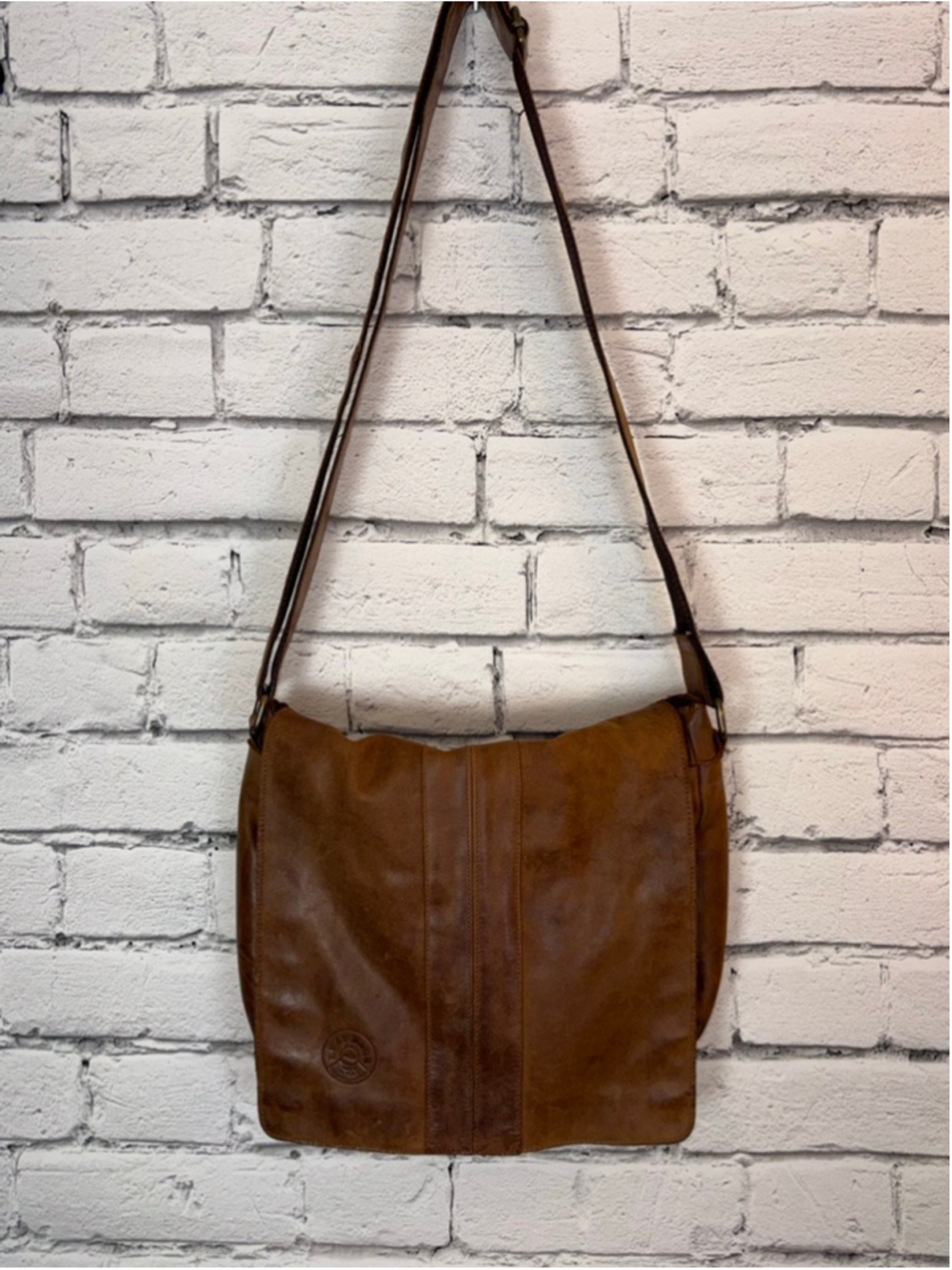 Women's Vera Pelle Leaf Bags Brown Leather Crossbody Messenger Bag Purse 11x10x3 - Picture 12 of 16
